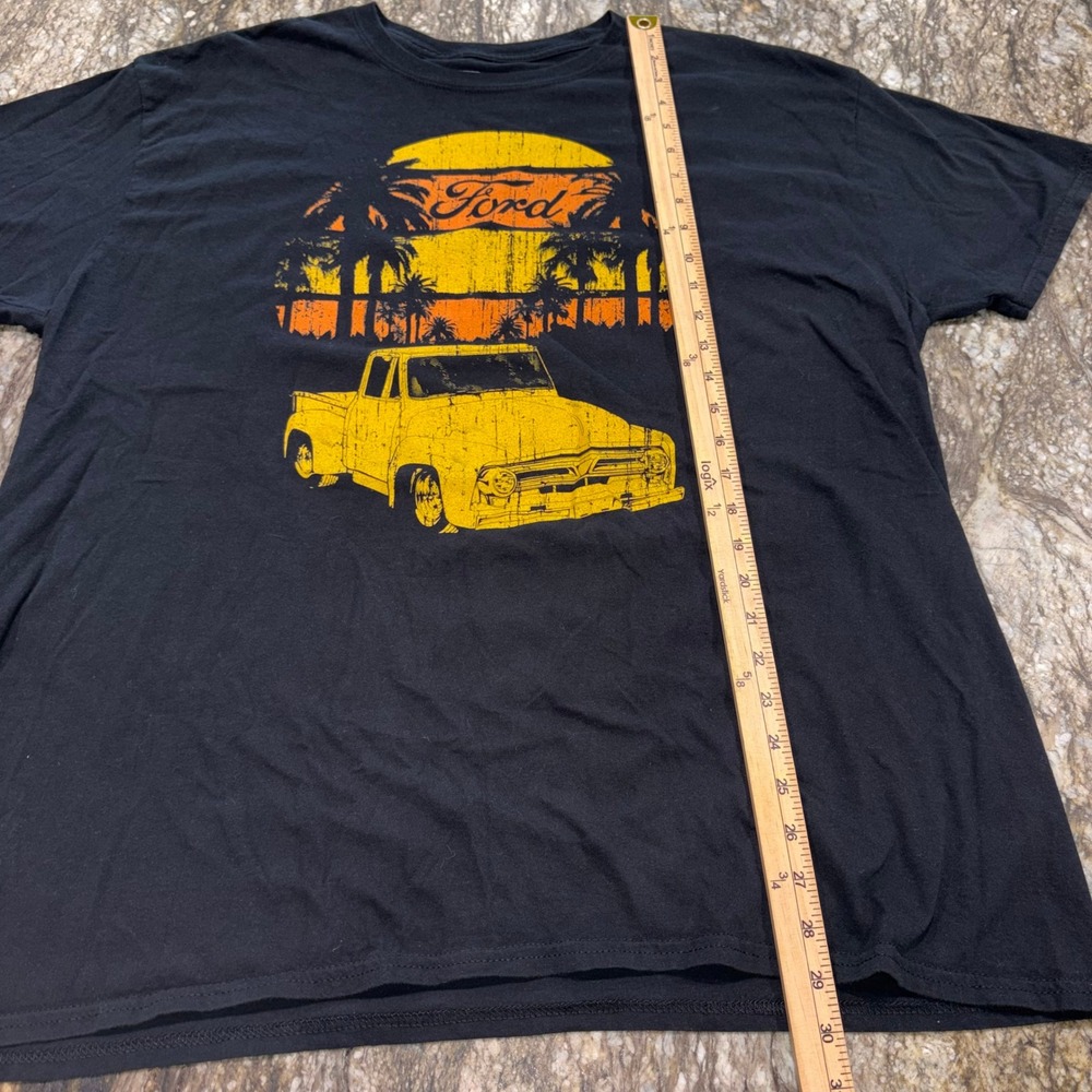 Vintage Truck Sunset Graphic T-Shirt Retro Mens‎ 2XL Black Ford - Picture 3 of 7
